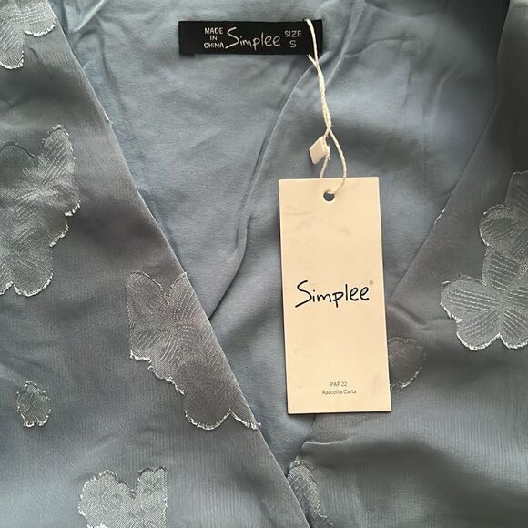 NWT Simplee Short Sleeve Wrap Maxi Dress V Neck Burnout Floral Formal Dress - Picture 12 of 14